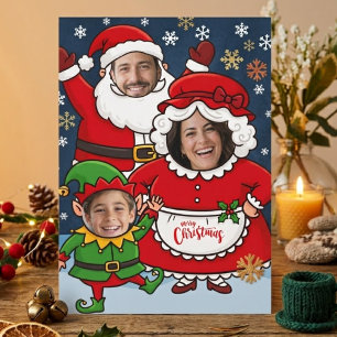 Carte de Noël drôle avec visages personnalisés de
