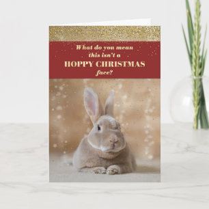 Carte de Noël drôle - Bunny Hoppy Visage de Noël