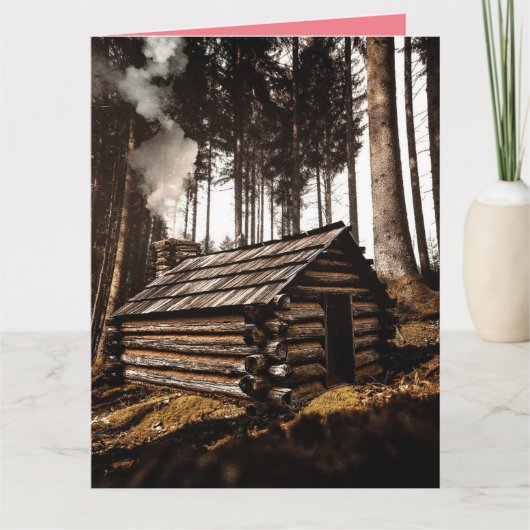 CARTE DE NOËL DRÔLE CABANE EN BOIS (Devant)