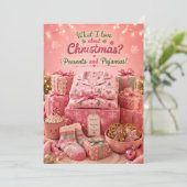 Carte de Noël drôle Cadeaux et Pyjamas (Debout devant)