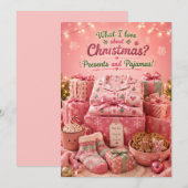 Carte de Noël drôle Cadeaux et Pyjamas (Devant / Derrière)