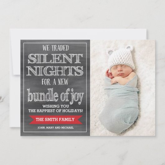 Carte de Noël Drôle, Carte photo de vacances, Bébé (Devant)