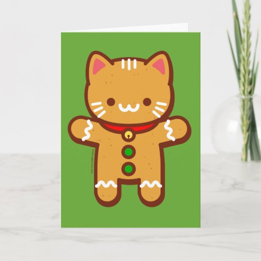 Carte de Noël drôle - Chat en pain d'épice (Devant)