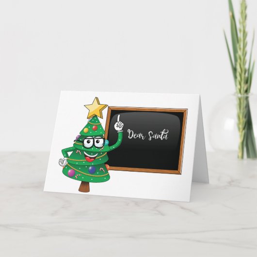 Carte de Noël drôle d'arbre avec question au Père (Devant)