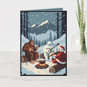 Carte de Noël drôle de Bigfoot, le Yéti et le Père