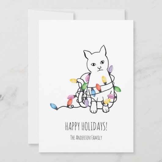 Carte de Noël drôle de chat (Devant)