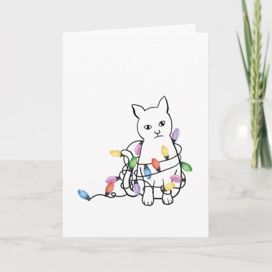 Carte de Noël drôle de chat (Devant)