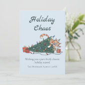 Carte de Noël drôle de chat Chaos de Fêtes (Debout devant)