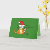Carte de Noël drôle de chat et souris Christmouse  (Fleur jaune)