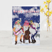 Carte de Noël drôle de groupe musical Gnomes (Fleur jaune)