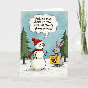 Carte de Noël drôle de lapin bonhomme de neige off
