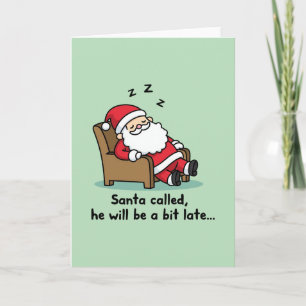 Carte de Noël drôle de Père Noël endormi