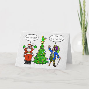 Carte de Noël drôle de Père Noël et de Pirate Ho !