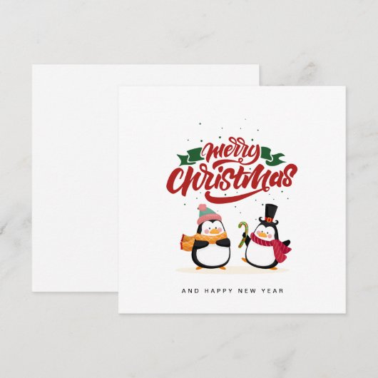 Carte de Noël drôle de pingouin, Joyeux Noël  (Devant / Derrière)