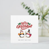 Carte de Noël drôle de pingouin, Joyeux Noël  (Debout devant)