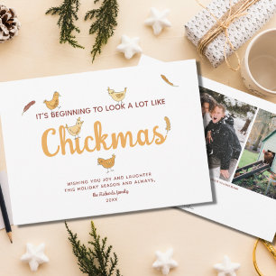 Carte de Noël drôle de poulet à deux photos