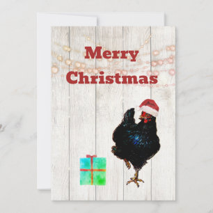 Carte de Noël drôle de poulet pour les fêtes de fi