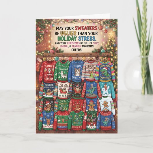 Carte de Noël drôle de pull moche (Devant)