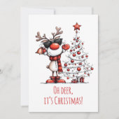 Carte de Noël drôle de renne – Oh cerf ! (Devant)