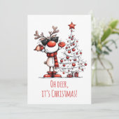 Carte de Noël drôle de renne – Oh cerf ! (Debout devant)