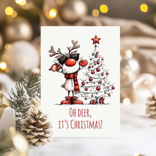 Carte de Noël drôle de renne – Oh cerf !