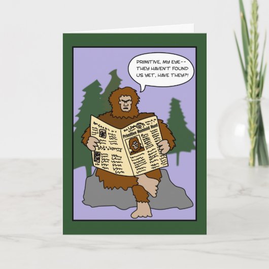 Carte de Noël drôle de Sasquatch de bande dessinée (Devant)