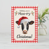 Carte de Noël drôle de vache Joyeux Noël (Debout devant)