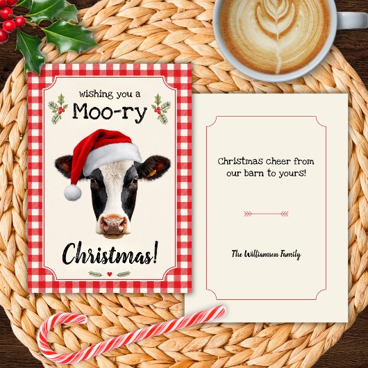 Carte de Noël drôle de vache Joyeux Noël
