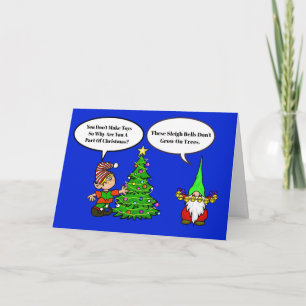 Carte de Noël drôle d'elfe et de gnome