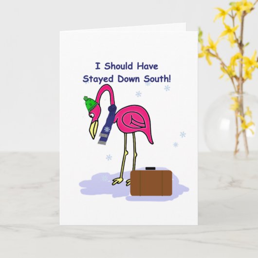 Carte de Noël drôle Devrait rester dans le Sud (Fleur jaune)