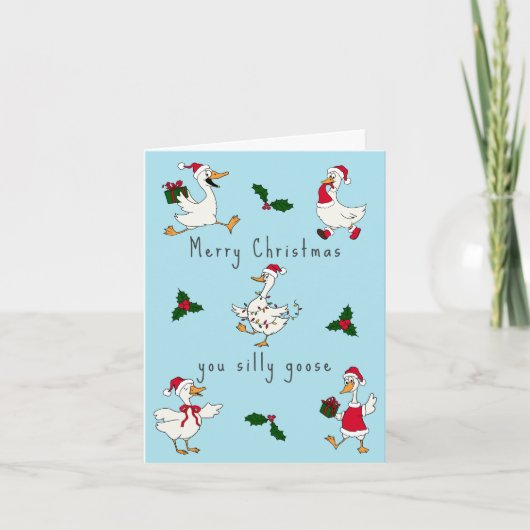 Carte de Noël drôle d'oie ridicule (Devant)