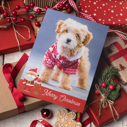 Carte de Noël drôle et joyeuse de chien mignon
