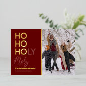 Carte de Noël drôle Ho Ho Ho en feuille d'aluminiu (Debout devant)
