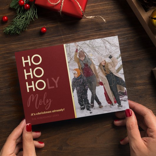 Carte de Noël drôle Ho Ho Ho en feuille métallisée