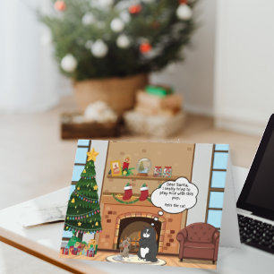 Carte de Noël drôle Humour Bah Hum Chat Fêtes