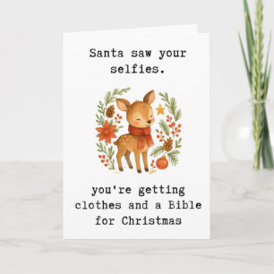 Carte de Noël drôle, le Père Noël a vu vos selfies