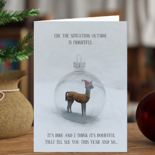 Carte de Noël drôle Llama Boule de Neige