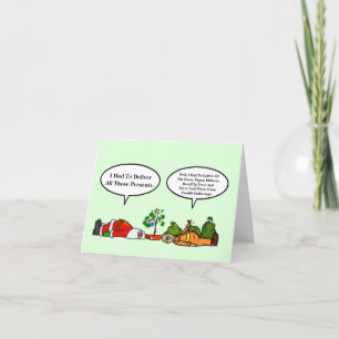 Carte de Noël drôle : Père Noël épuisé, éboueur
