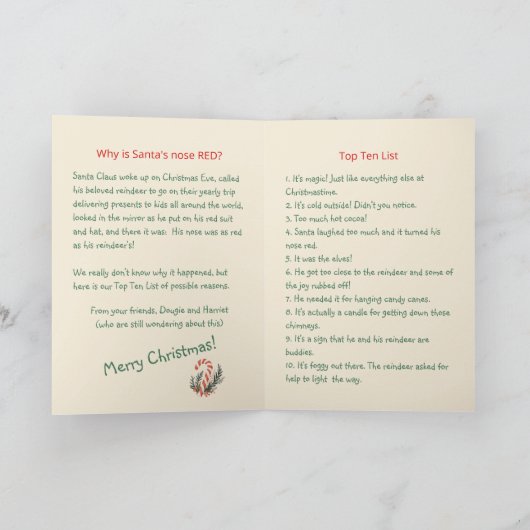 Carte de Noël drôle Père Noël et Reindeer (Intérieur)