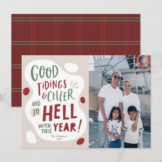 Carte de Noël drôle, Photo d'une année d'enfer (Devant / Derrière)