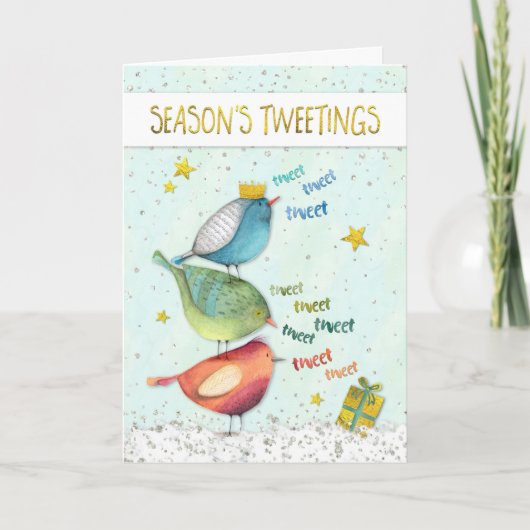 Carte de Noël drôle - saisons Tweetings (Devant)