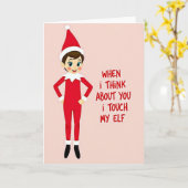 Carte de Noël drôle Touch My Elf (Fleur jaune)