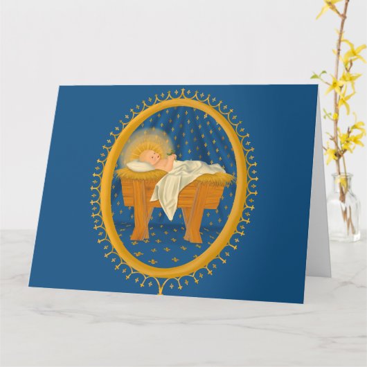 Carte de Noël du bébé Jésus (Fleur jaune)