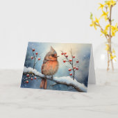 Carte de Noël du cardinal lunatique (Fleur jaune)