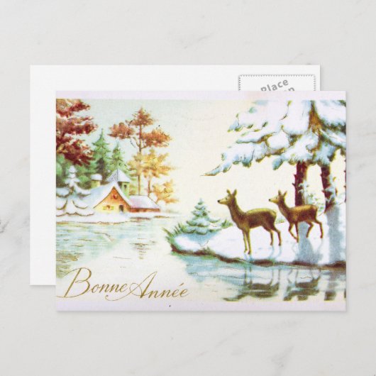 Carte de Noël du cerf (Devant / Derrière)