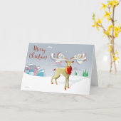 Carte de Noël du Cerf de Fête avec message (Fleur jaune)