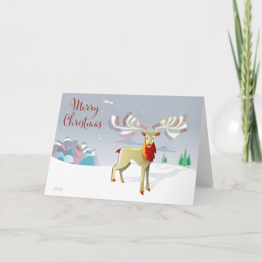 Carte de Noël du Cerf de Fête avec message (Devant)