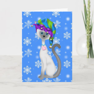 Carte de Noël du chat Elf Cute