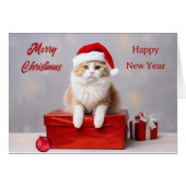 Carte de Noël du chat Ginger Santa Claus (Devant horizontal)