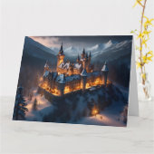 Carte de Noël du château d'hiver. (Fleur jaune)